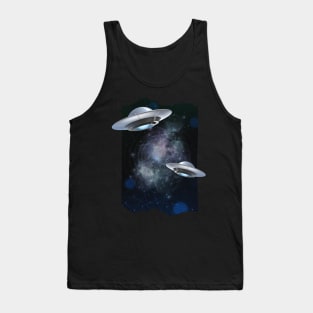 Ufo alien funny cute flying spaceship astronaut moon mars cosmic forest Tank Top